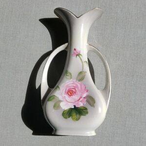 Chic White Vase with Pink Floral Design Ucagco Japan